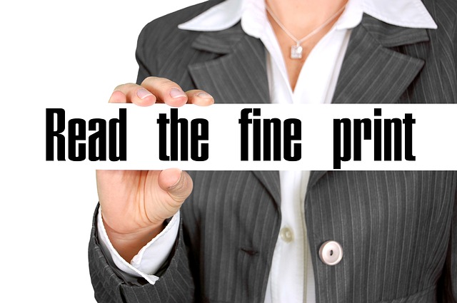 Close-up of 'Read the Fine Print' banner