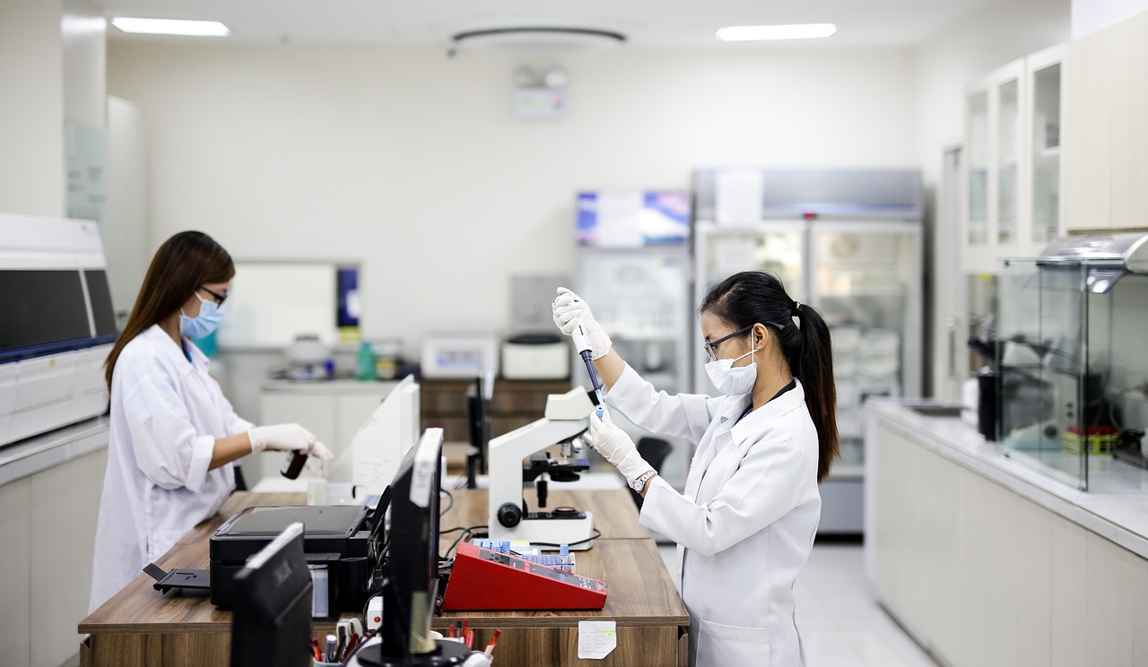 Researchers at work in a cutting-edge medical laboratory.