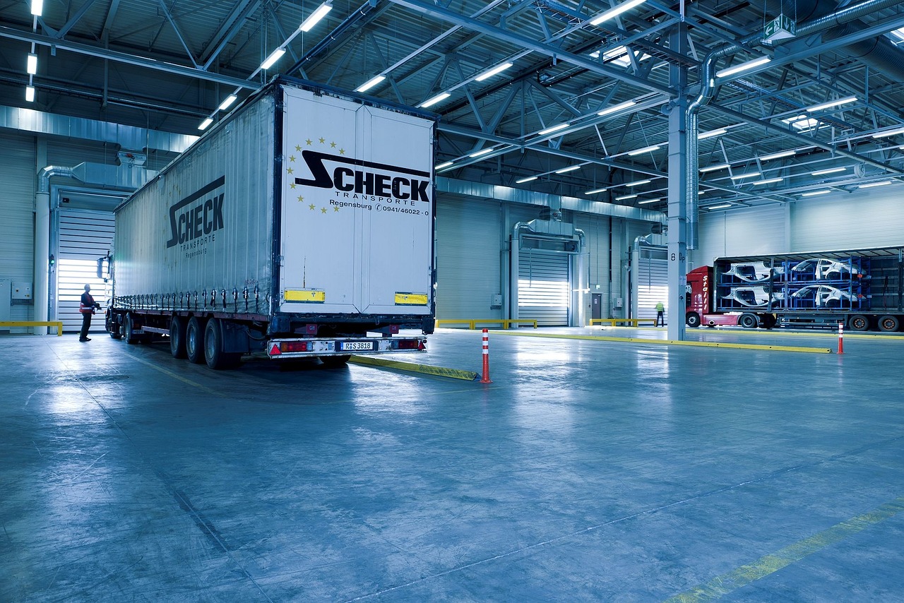 Loaded Truck leaving warehouse