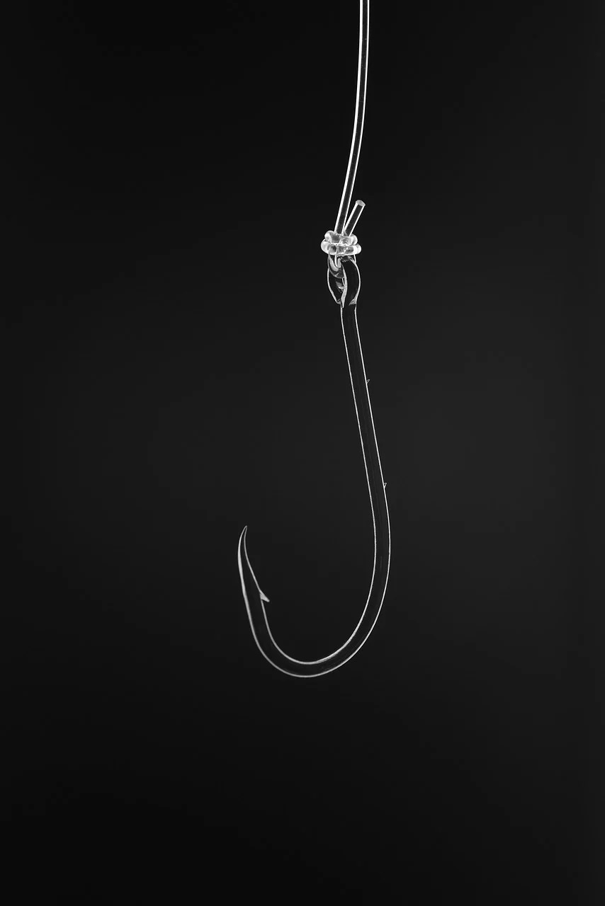 Fish hook symbolizing being caught off guard by unexpected HR risks and liabilities.