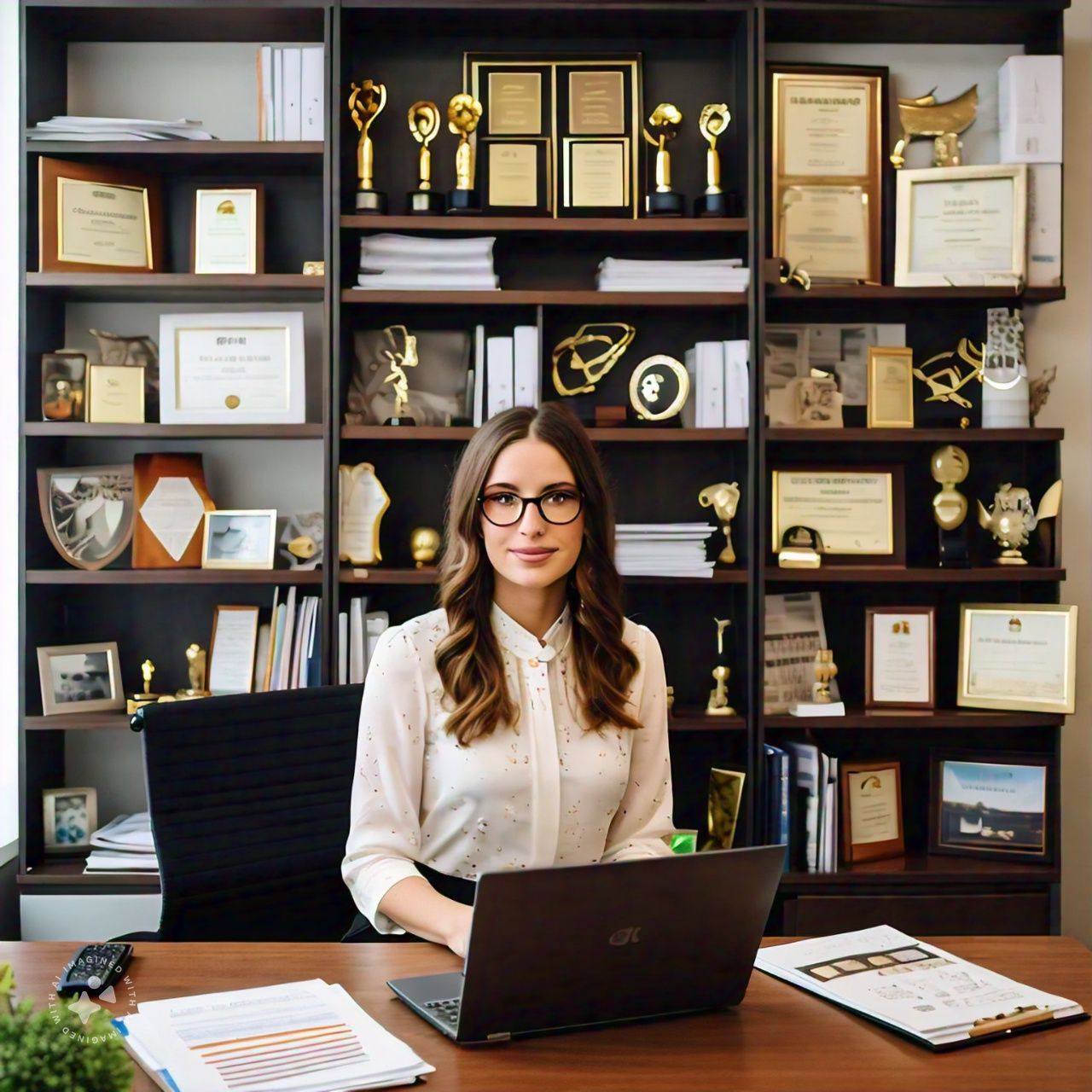 PR Professional at her desk