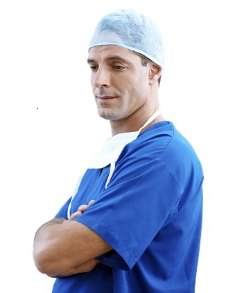 Physician appears fatigued and concerned after a challenging surgical procedure.