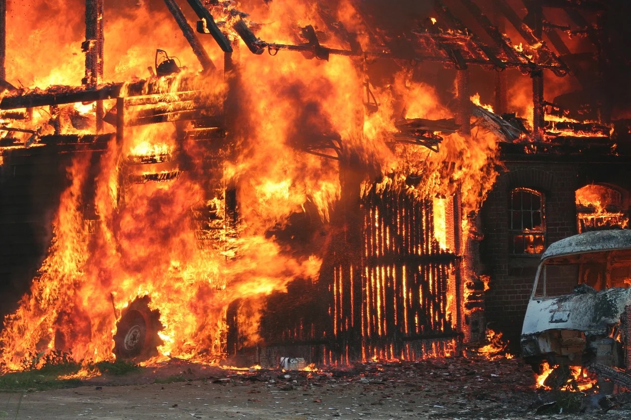 Materials recovery facility engulfed in flames