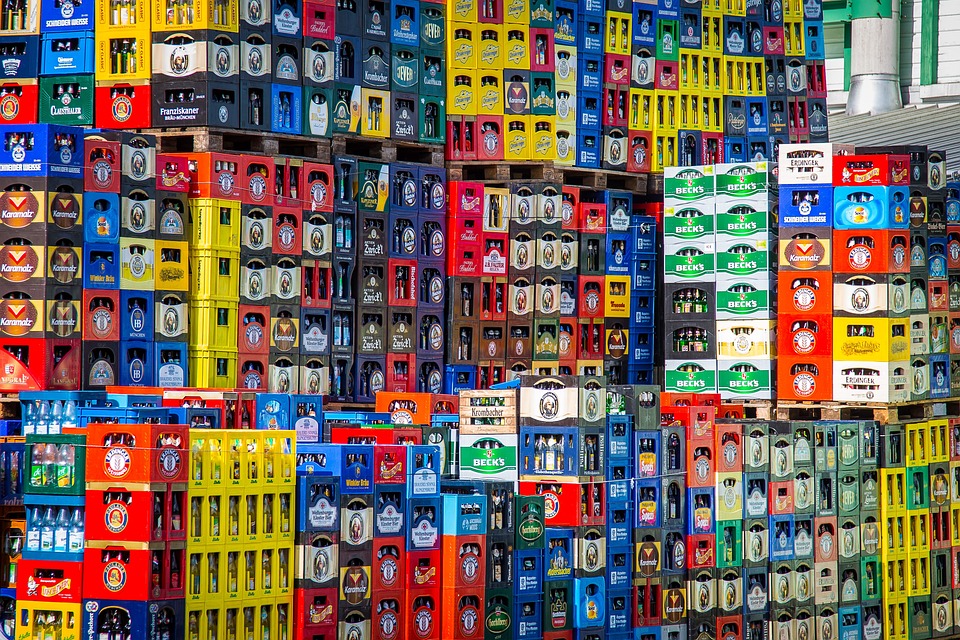 Beer crates ready for shipment