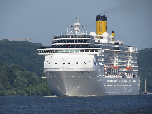 Luxury cruise liner sailing through calm waters