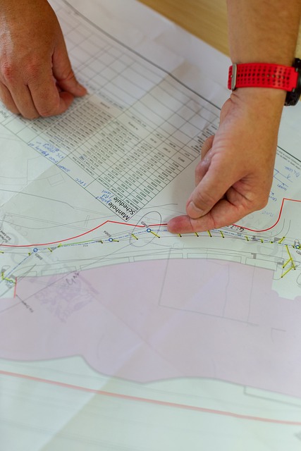 Marine engineer reviewing technical drawings