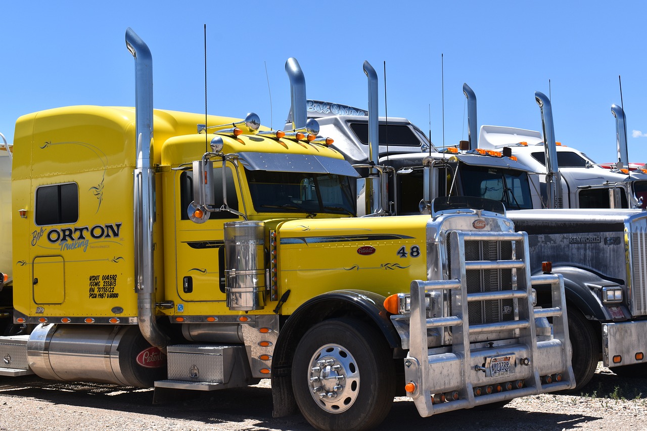 A fleet of semi-trucks