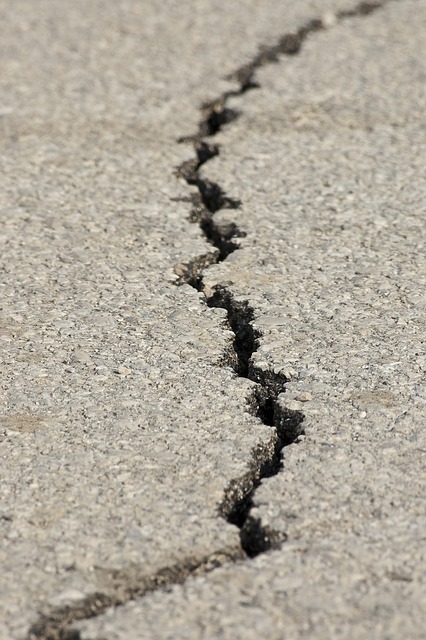 Earthquake fracture splitting the ground.