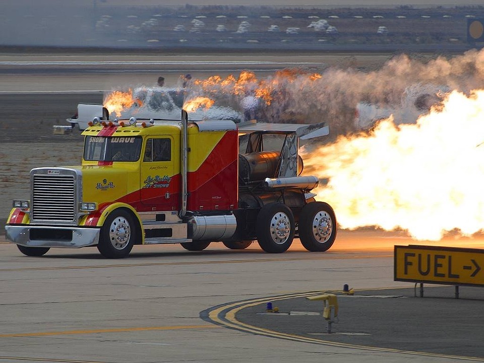 Fire truck battles fuel storage blaze