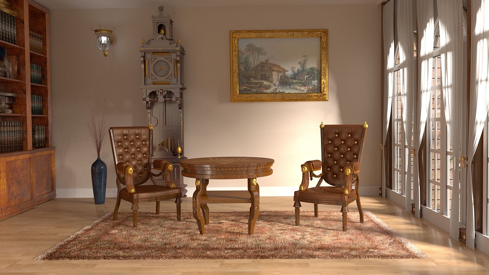 Opulent foyer with ornate furniture and exquisite artwork.