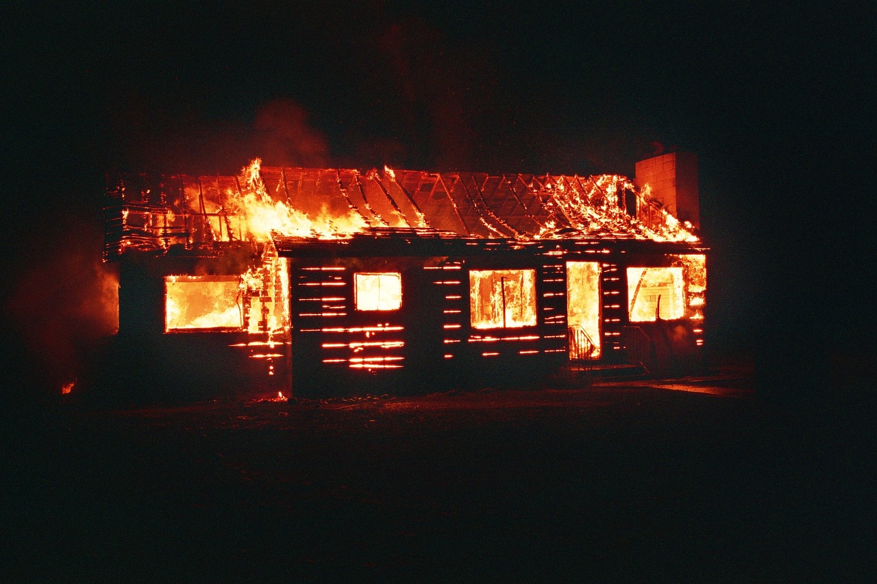 Intense flames engulf a restaurant kitchen