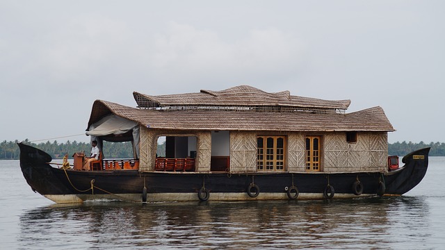 House boat on lake