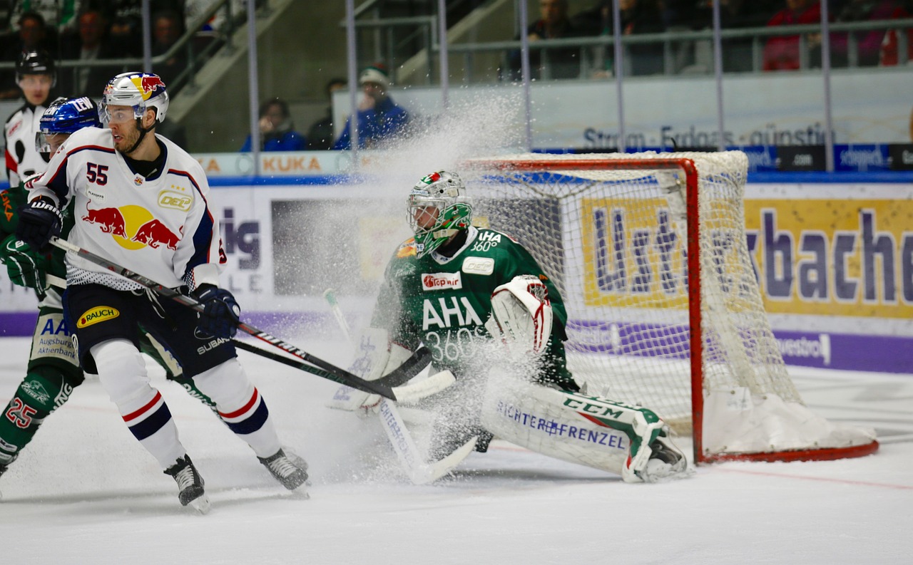 Players in action.Action-packed ice hockey scene