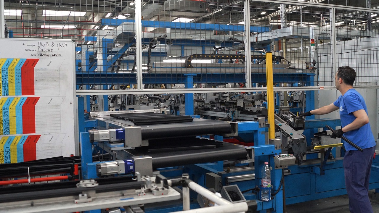 Production line worker in action