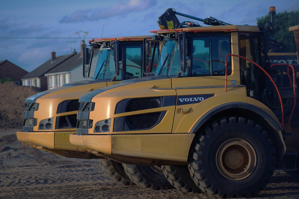 Trucks at a construction site