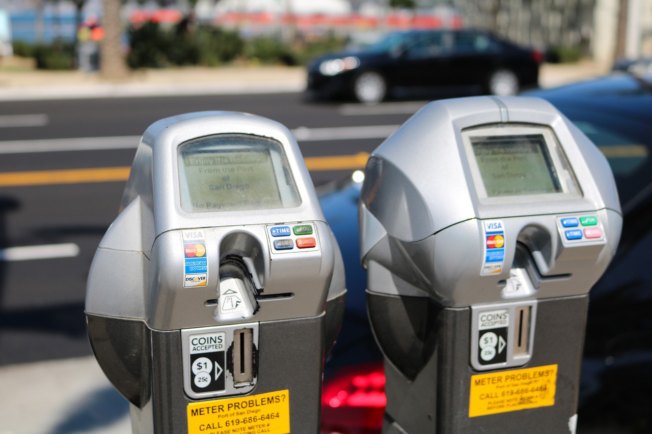 Two automated payment kiosks for parking.