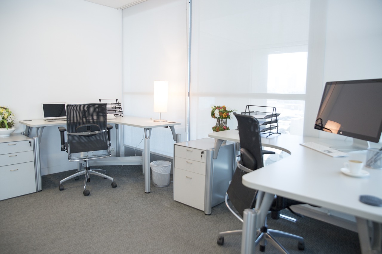 Modern office space with multiple workstations
