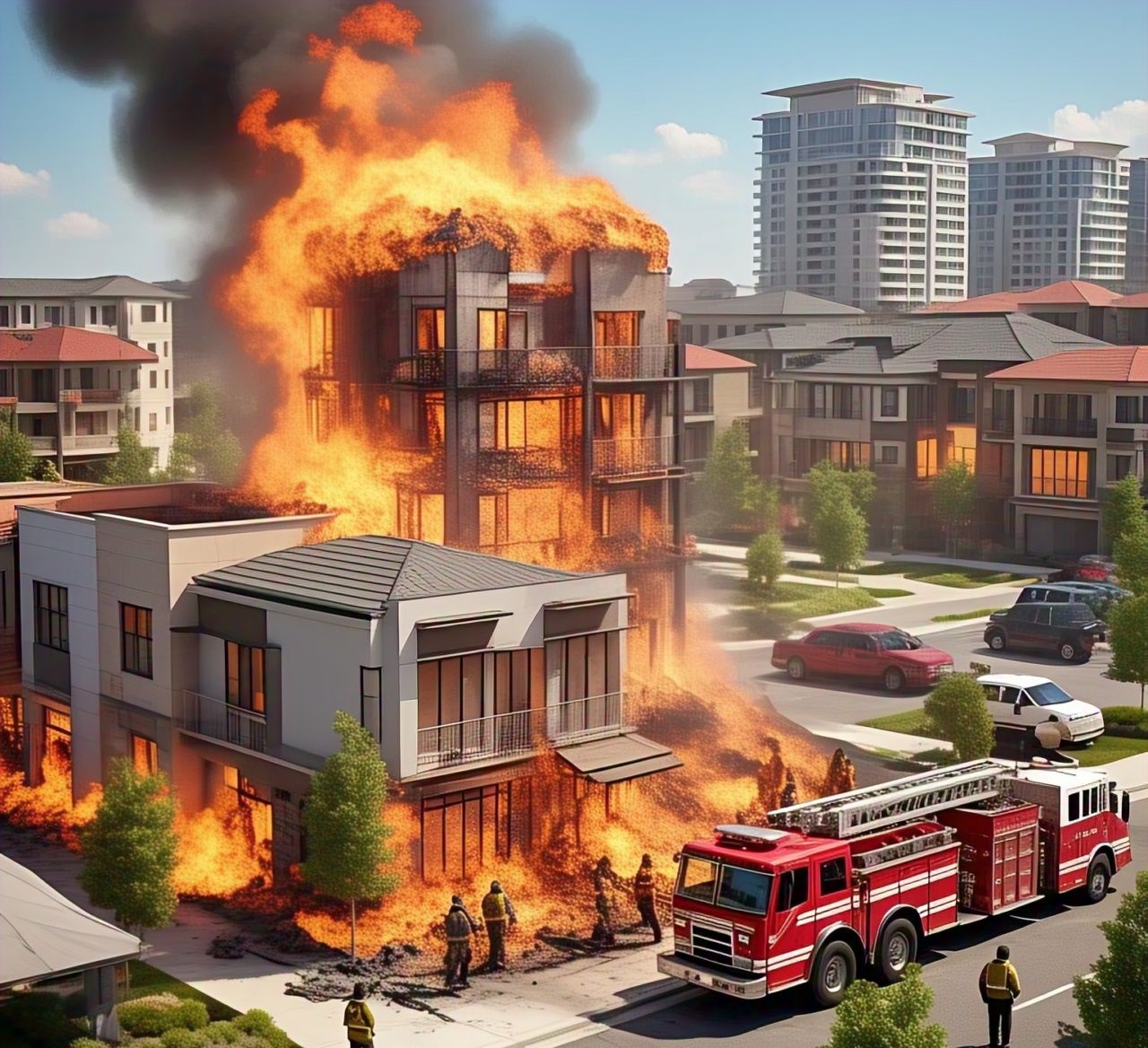 Fire engulfs a newly developed neighborhood