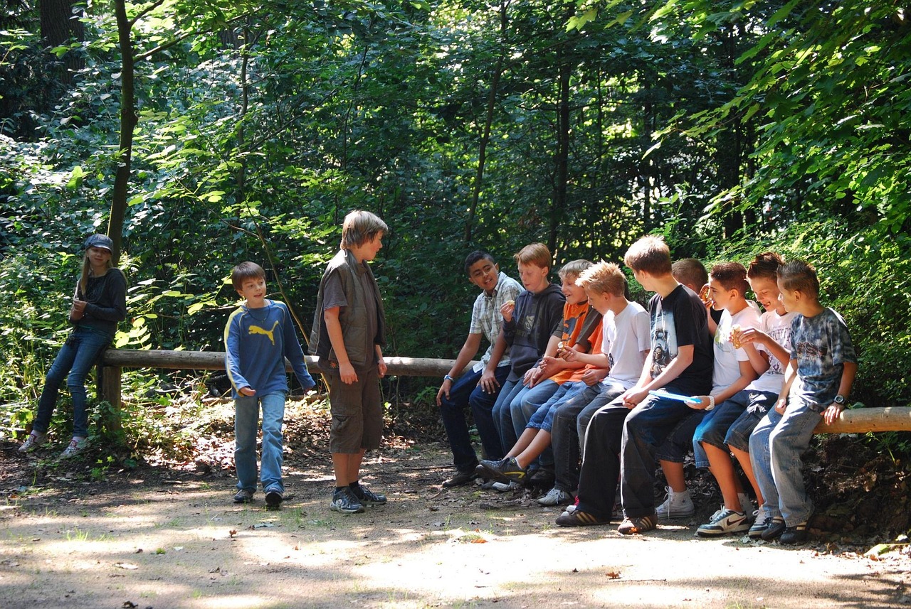 Youth bonding at a faith-based retreat.