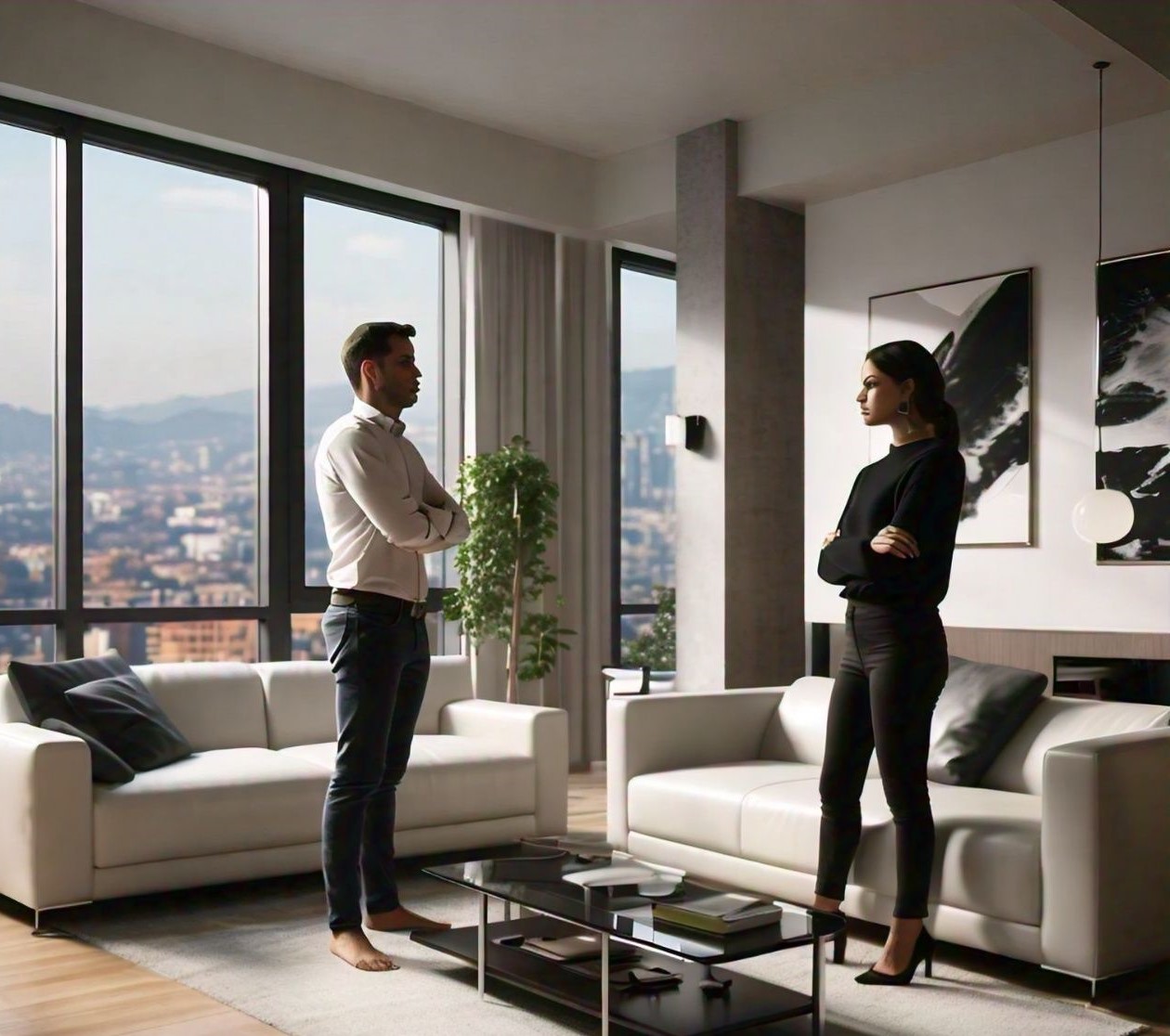 Landlord and tenant arguing