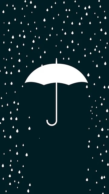 Umbrella providing shelter from rain