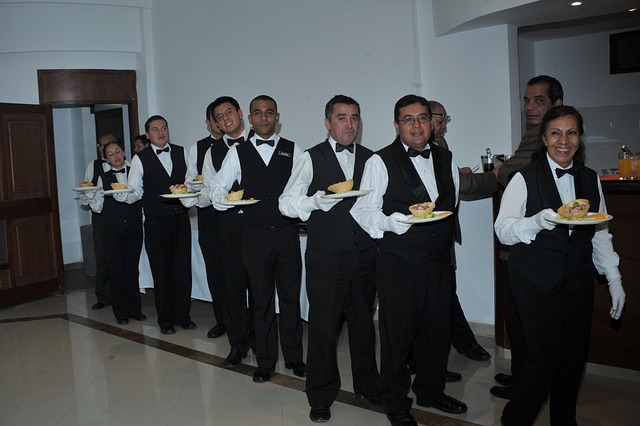 Waiters in a line