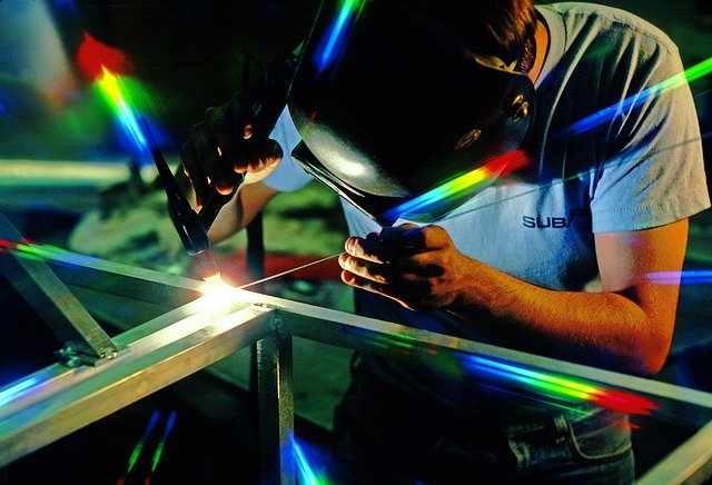 welder with mask